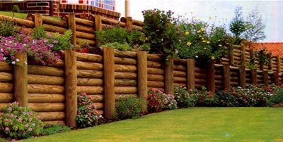 Retaining Wall (Wood Construction), Flowerbed Installation